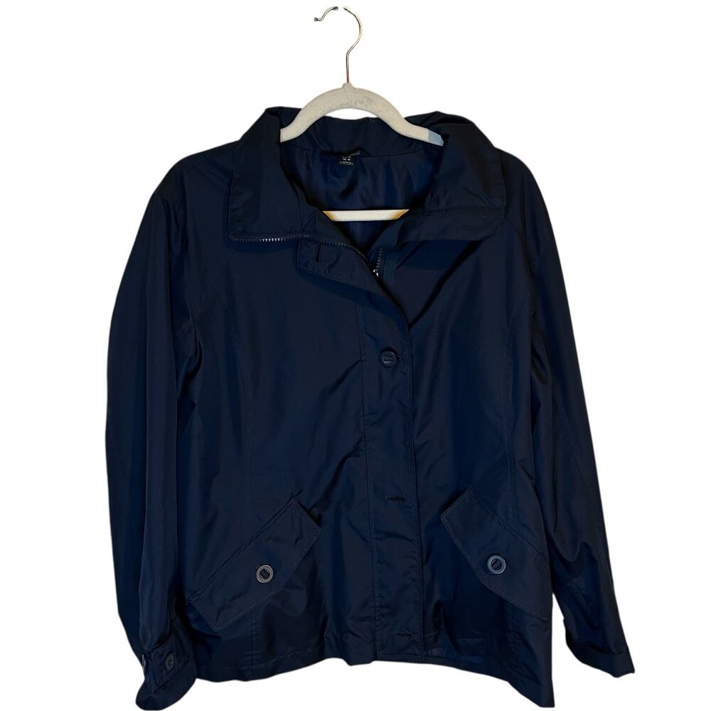 Land's End Navy Blue Rain Jacket Size Large/Petite